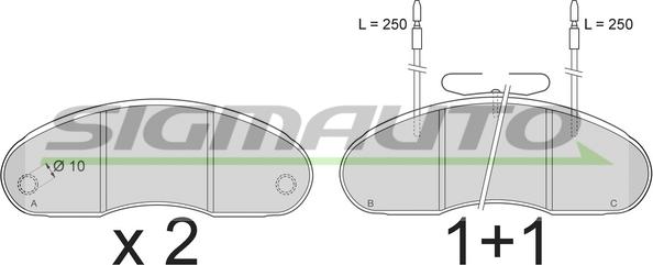 SIGMAUTO SPT243 - Тормозные колодки, дисковые, комплект autospares.lv