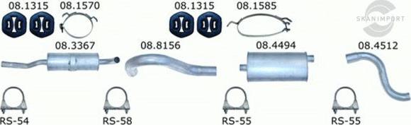 SKANIMPORT VH 15608 - Система выпуска ОГ autospares.lv