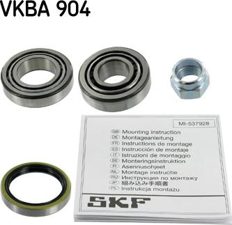 SKF VKBA 904 - Подшипник ступицы колеса, комплект autospares.lv