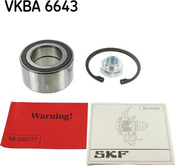 SKF VKBA 6643 - Подшипник ступицы колеса, комплект autospares.lv