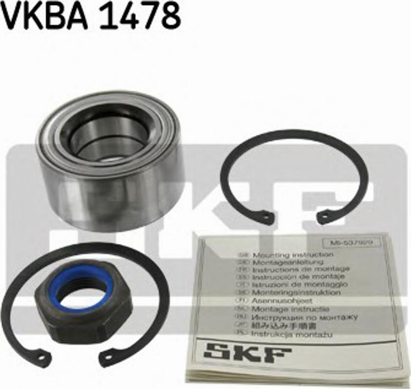 SKF VKBA 1478 - Подшипник ступицы колеса, комплект autospares.lv