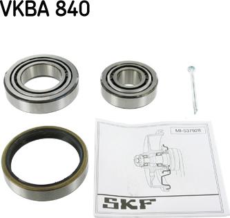 SKF VKBA 840 - Подшипник ступицы колеса, комплект autospares.lv