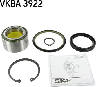 SKF VKBA 3922 - Подшипник ступицы колеса, комплект autospares.lv