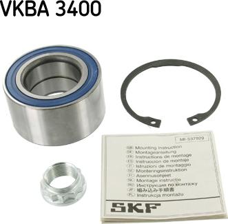 SKF VKBA 3400 - Подшипник ступицы колеса, комплект autospares.lv