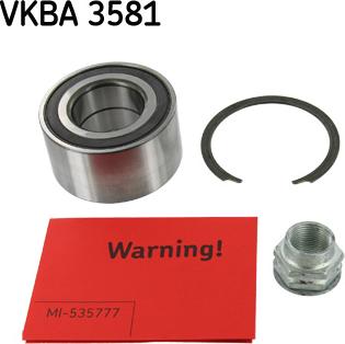 SKF VKBA 3581 - Подшипник ступицы колеса, комплект autospares.lv