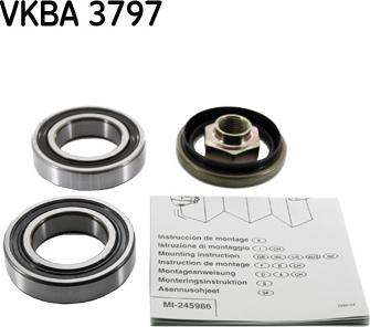 SKF VKBA 3797 - Подшипник ступицы колеса, комплект autospares.lv