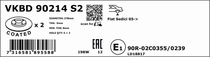 SKF VKBD 90214 S2 - Тормозной диск autospares.lv