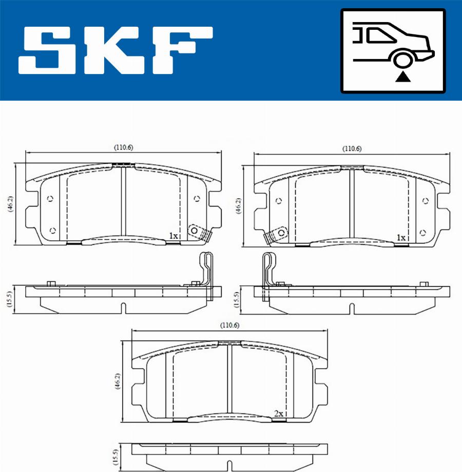 SKF VKBP 90556 A - Тормозные колодки, дисковые, комплект autospares.lv