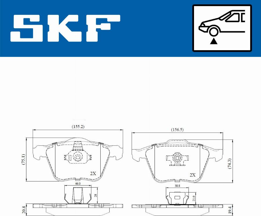 SKF VKBP 80455 - Тормозные колодки, дисковые, комплект autospares.lv