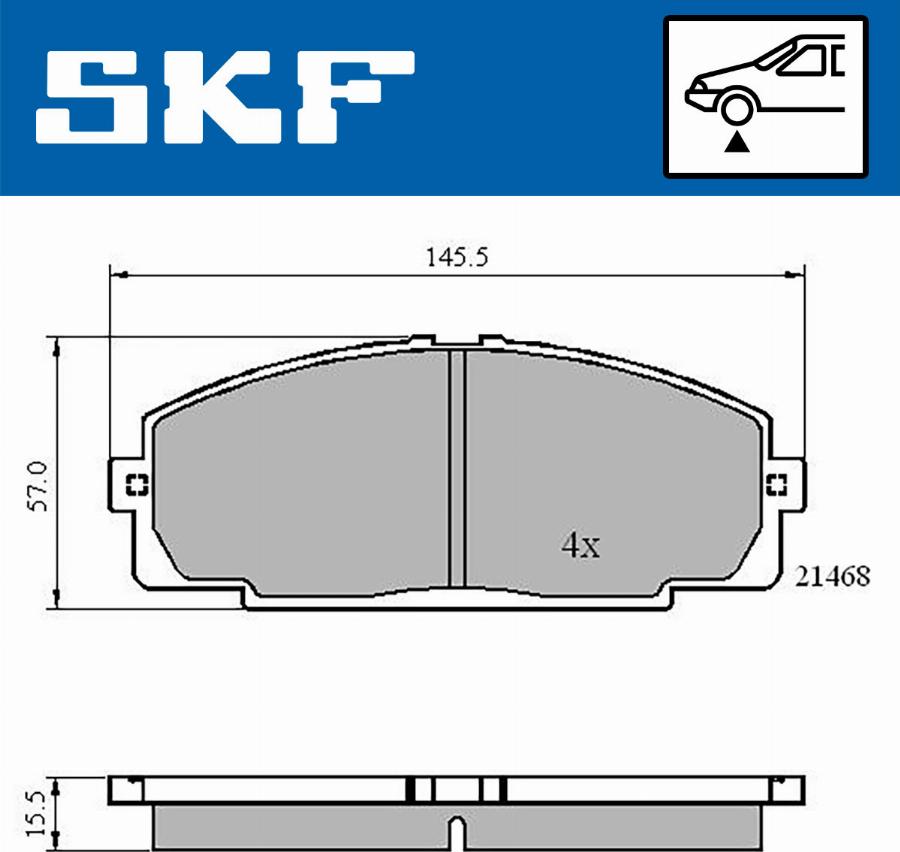 SKF VKBP 80462 - Тормозные колодки, дисковые, комплект autospares.lv