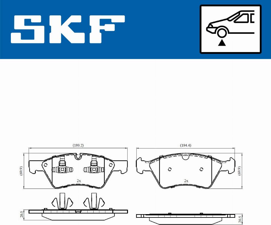 SKF VKBP 80402 - Тормозные колодки, дисковые, комплект autospares.lv