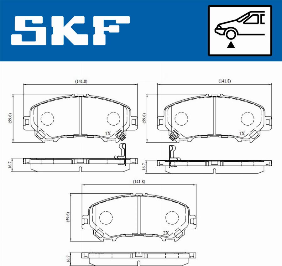 SKF VKBP 80557 A - Тормозные колодки, дисковые, комплект autospares.lv