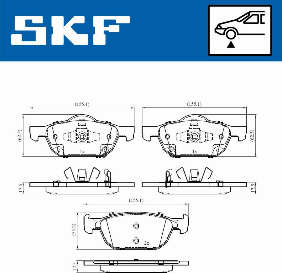 SKF VKBP 80560 A - Тормозные колодки, дисковые, комплект autospares.lv