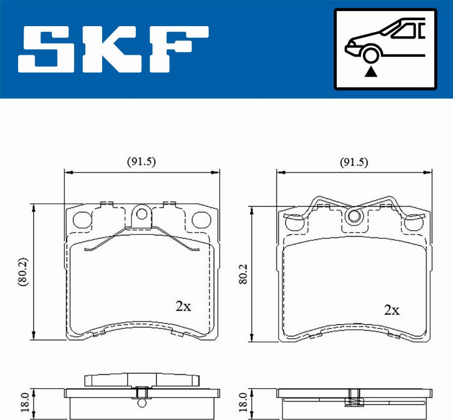 SKF VKBP 80536 - Тормозные колодки, дисковые, комплект autospares.lv