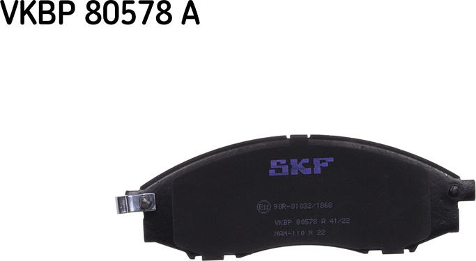 SKF VKBP 80578 A - Тормозные колодки, дисковые, комплект autospares.lv