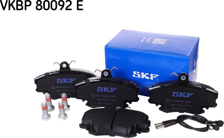 SKF VKBP 80092 E - Тормозные колодки, дисковые, комплект autospares.lv