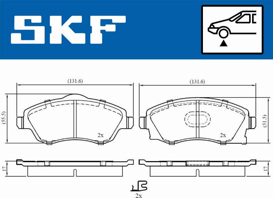 SKF VKBP 80062 A - Тормозные колодки, дисковые, комплект autospares.lv