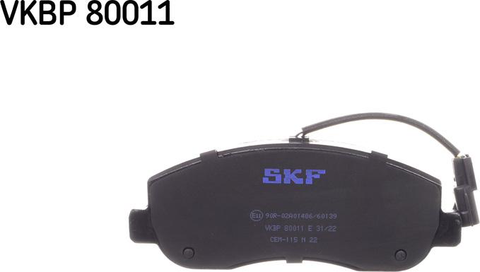 SKF VKBP 80011 E - Тормозные колодки, дисковые, комплект autospares.lv