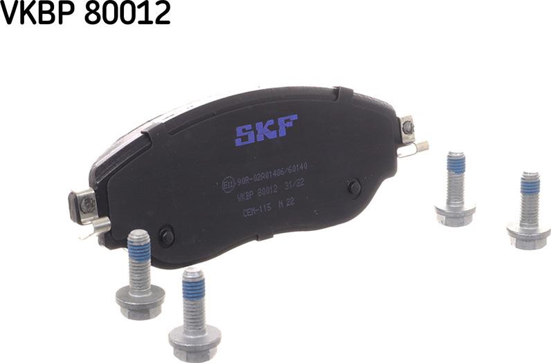 SKF VKBP 80012 - Тормозные колодки, дисковые, комплект autospares.lv