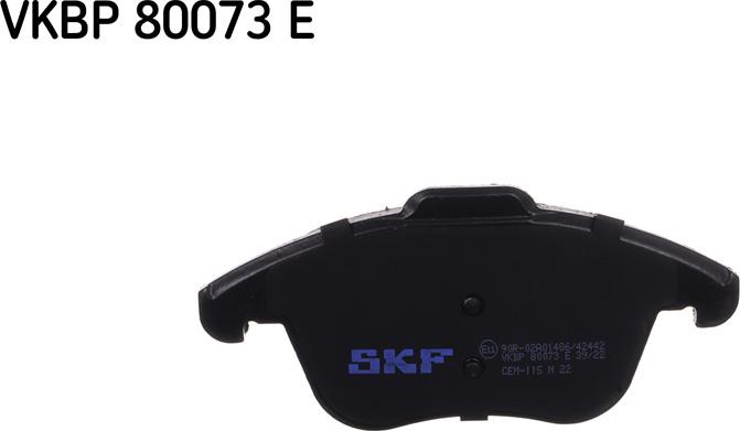 SKF VKBP 80073 E - Тормозные колодки, дисковые, комплект autospares.lv