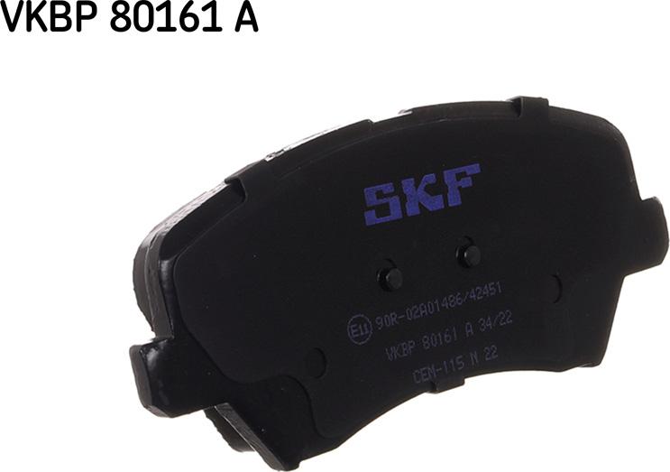 SKF VKBP 80161 A - Тормозные колодки, дисковые, комплект autospares.lv