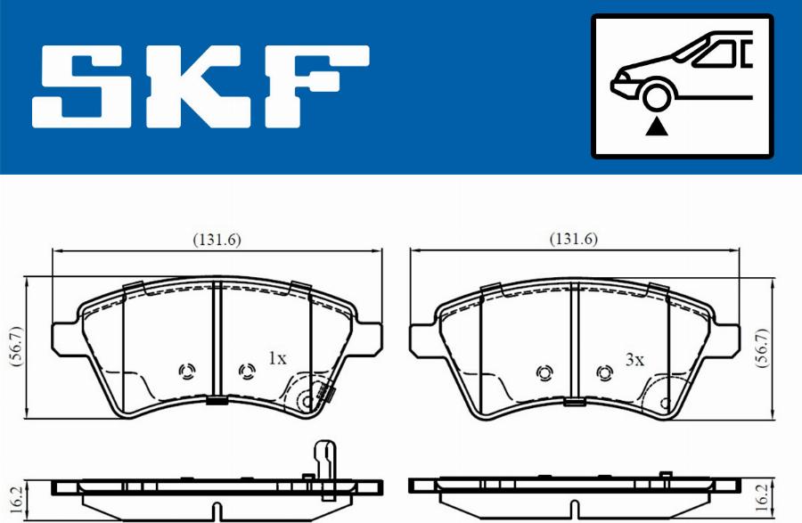 SKF VKBP 80185 A - Тормозные колодки, дисковые, комплект autospares.lv