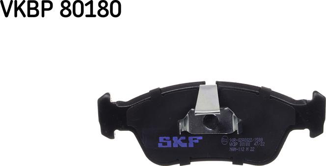 SKF VKBP 80180 - Тормозные колодки, дисковые, комплект autospares.lv