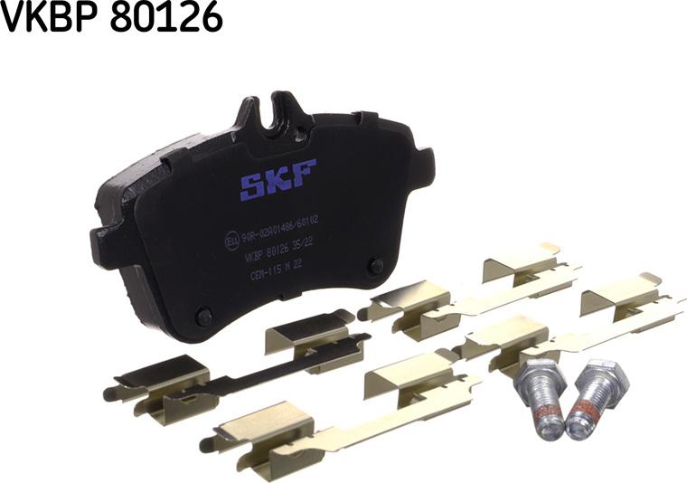 SKF VKBP 80126 - Тормозные колодки, дисковые, комплект autospares.lv