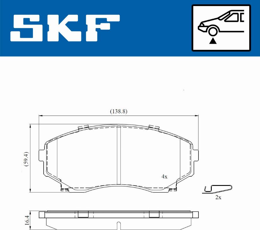 SKF VKBP 80822 A - Тормозные колодки, дисковые, комплект autospares.lv