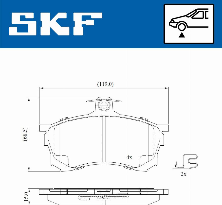 SKF VKBP 80872 A - Тормозные колодки, дисковые, комплект autospares.lv