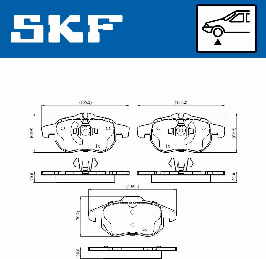 SKF VKBP 80345 - Тормозные колодки, дисковые, комплект autospares.lv