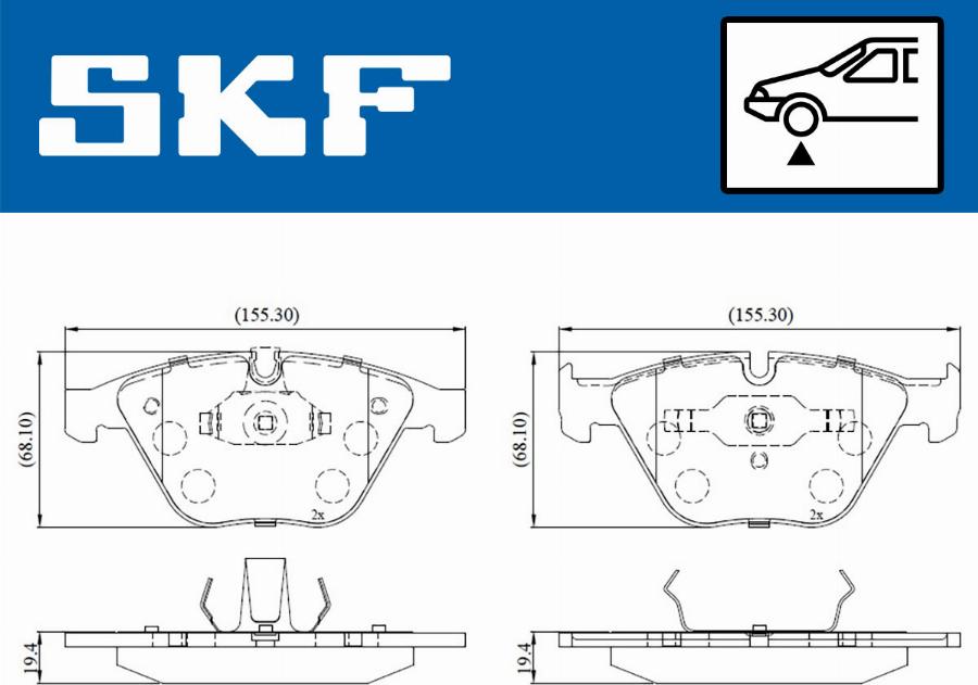 SKF VKBP 80308 - Тормозные колодки, дисковые, комплект autospares.lv