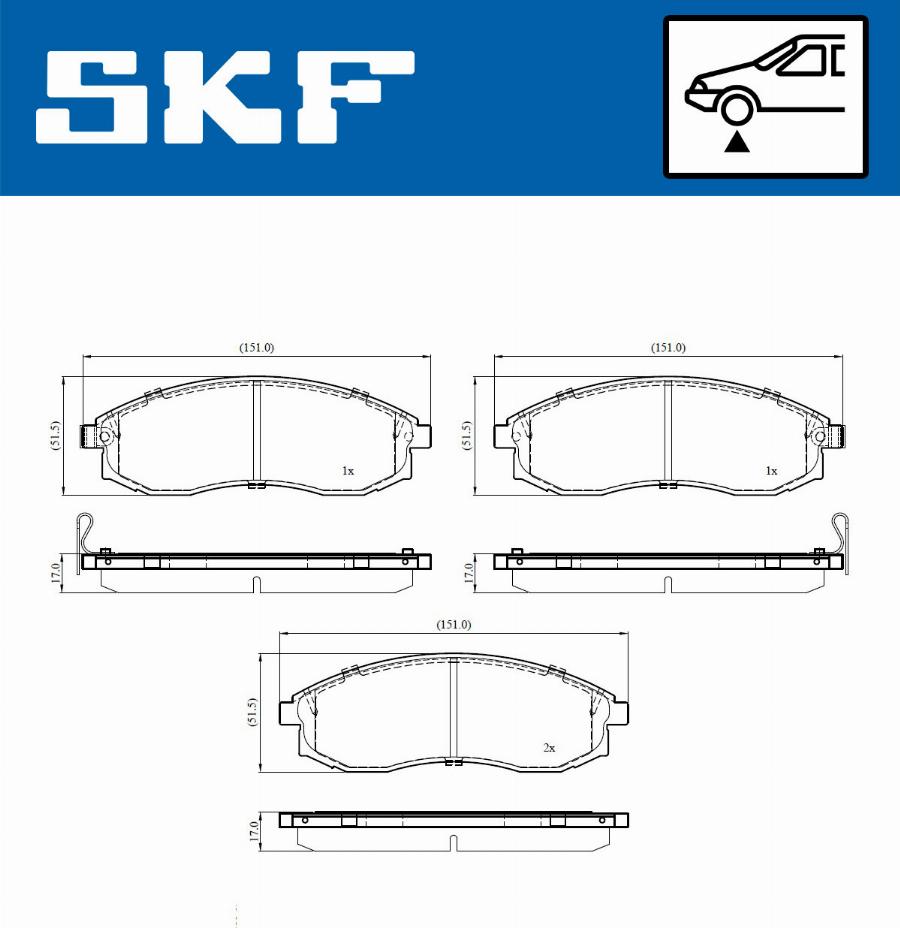 SKF VKBP 81121 A - Тормозные колодки, дисковые, комплект autospares.lv