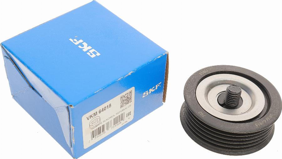 SKF VKM 64018 - Ролик, поликлиновый ремень autospares.lv