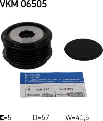 SKF VKM 06505 - Шкив генератора, муфта autospares.lv