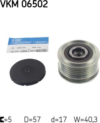 SKF VKM 06502 - Шкив генератора, муфта autospares.lv