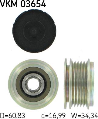 SKF VKM 03654 - Шкив генератора, муфта autospares.lv