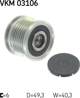 SKF VKM 03106 - Шкив генератора, муфта autospares.lv