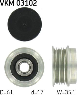 SKF VKM 03102 - Шкив генератора, муфта autospares.lv