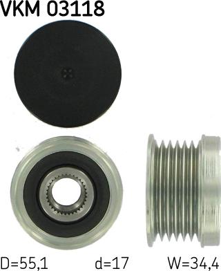 SKF VKM 03118 - Шкив генератора, муфта autospares.lv