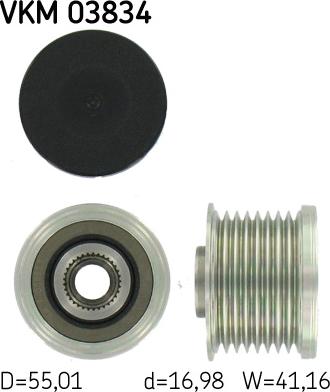 SKF VKM 03834 - Шкив генератора, муфта autospares.lv