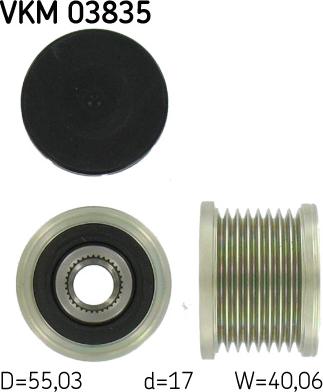 SKF VKM 03835 - Шкив генератора, муфта autospares.lv