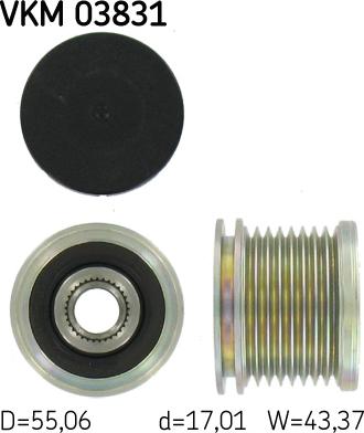 SKF VKM 03831 - Шкив генератора, муфта autospares.lv