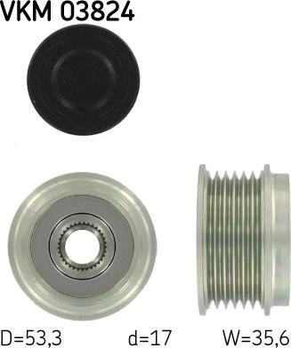 SKF VKM 03824 - Шкив генератора, муфта autospares.lv