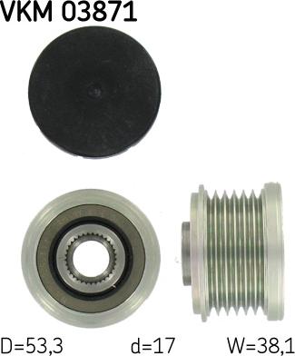 SKF VKM 03871 - Шкив генератора, муфта autospares.lv