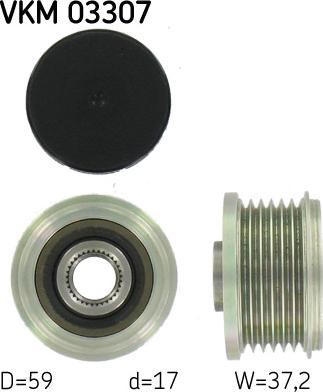 SKF VKM 03307 - Шкив генератора, муфта autospares.lv