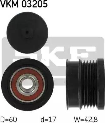 SKF VKM 03205 - Шкив генератора, муфта autospares.lv