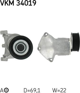 SKF VKM 34019 - Ролик, поликлиновый ремень autospares.lv