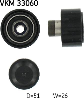 SKF VKM 33060 - Ролик, поликлиновый ремень autospares.lv