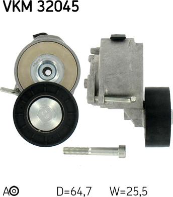 SKF VKM 32045 - Ролик, поликлиновый ремень autospares.lv